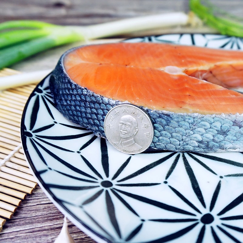 【五朝港水產】野生超厚切頂級鮭魚 滿足小鳥胃5片組(350克±10%/片)  共1750克
