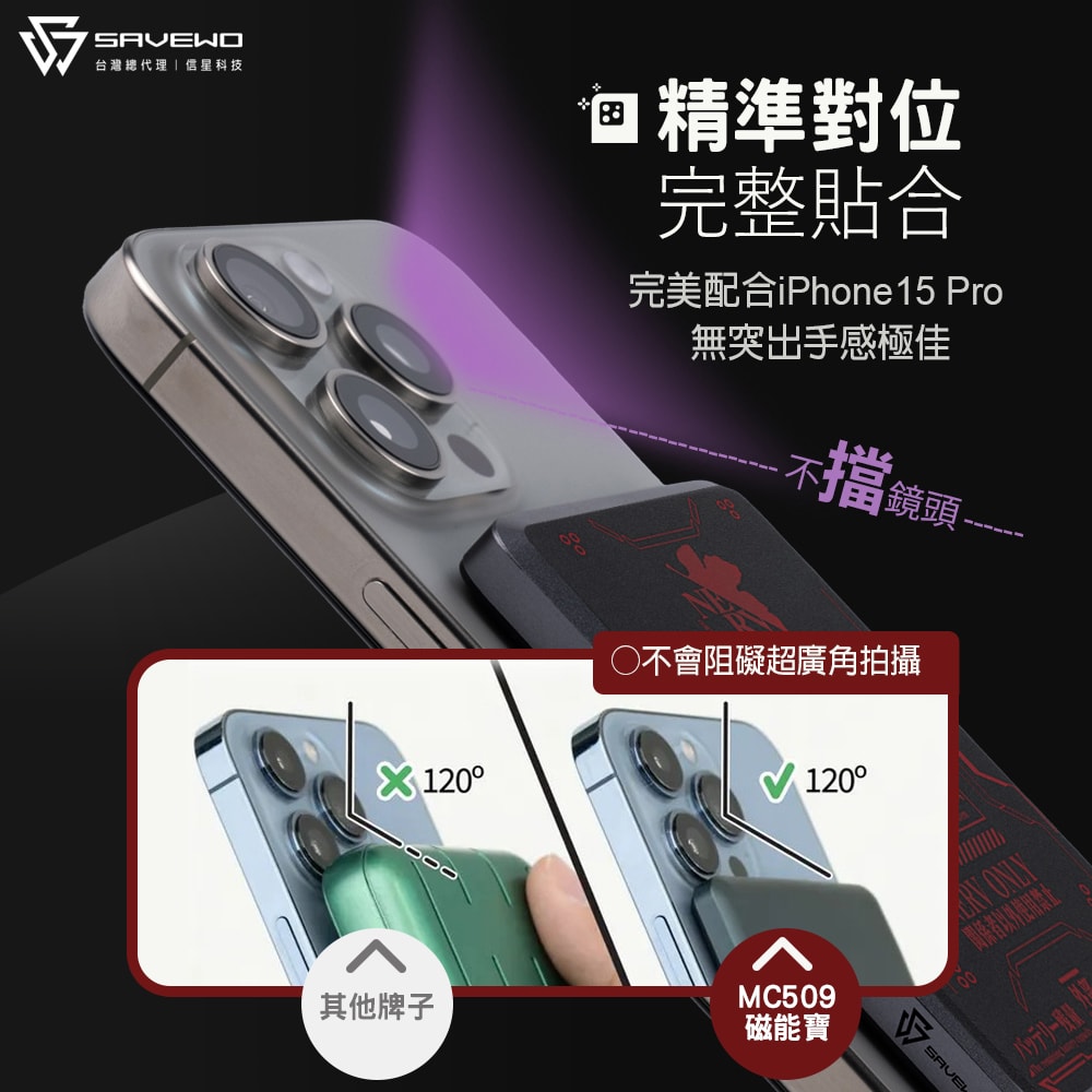 【SAVEWO】新世紀福音戰士EVANGELION MagCell 20W PD超薄磁吸無線行動電源5000mAh