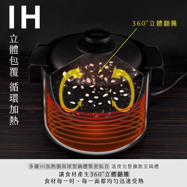 【KINYO】2.2L智慧IH琺瑯鑄鐵電子鍋/壓力鍋/萬用鍋(PCO-2700)11種炊煮模式