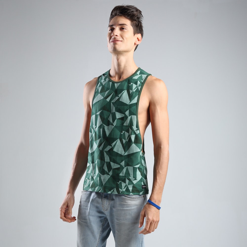 【MORINO 摩力諾】(3件組)幾何迷彩時尚健身開衩背心【設計師LUCAS聯名】MO5111