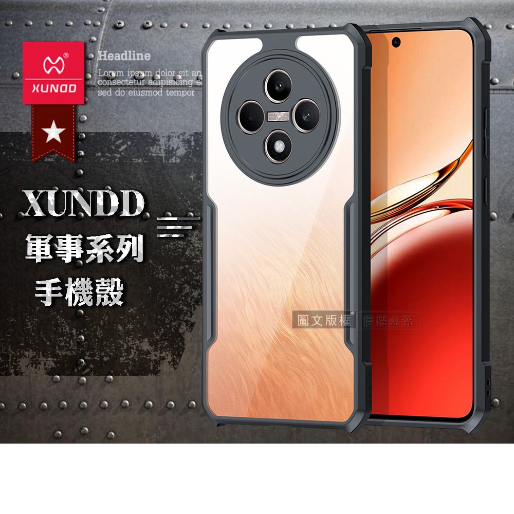 【XUNDD 訊迪】軍事防摔 OPPO Reno12 F 鏡頭全包覆 清透保護殼 手機殼(夜幕黑)