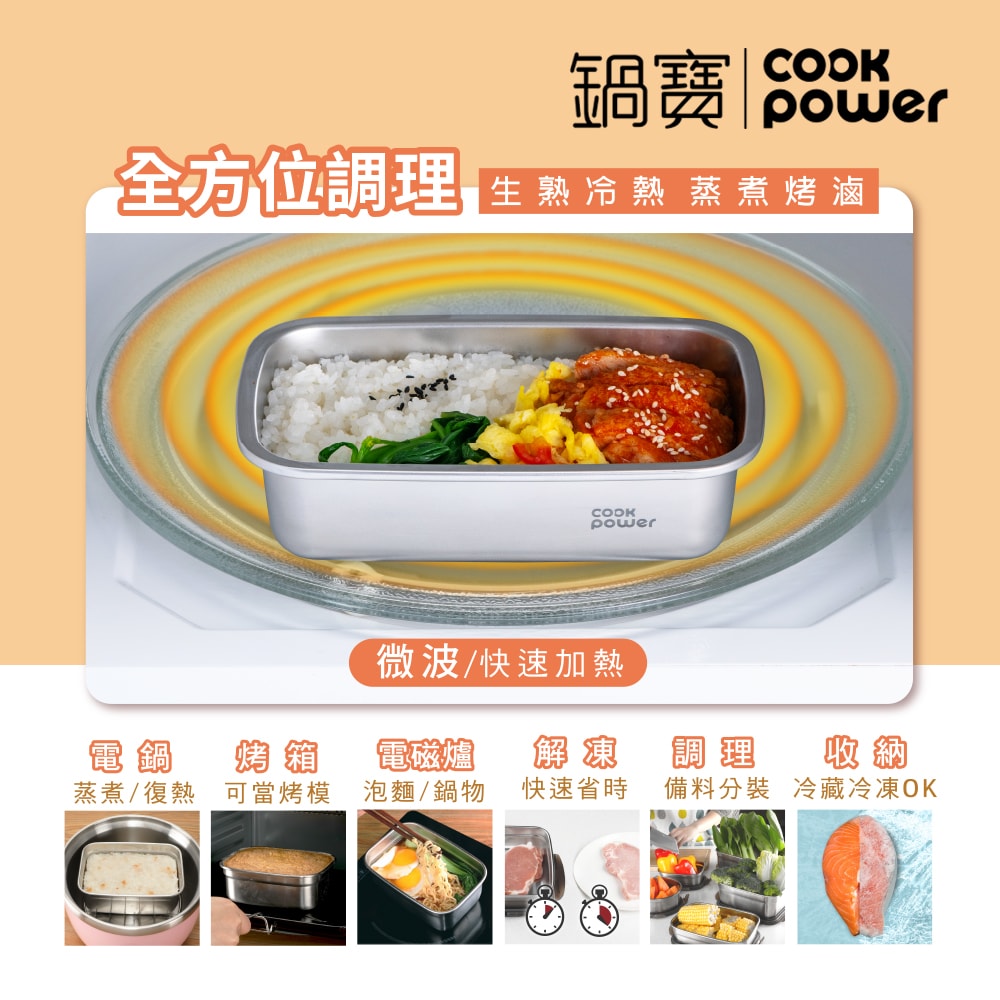 【CookPower 鍋寶】微氧系列_可微波316不鏽鋼保鮮盒3件組