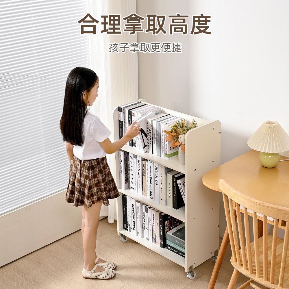 【慢慢家居】SGS低甲醛-創意雙面可移動兒童書櫃 繪本架(環保無毒E0板材 兒童書架 書架 置物架 兒童收納櫃)