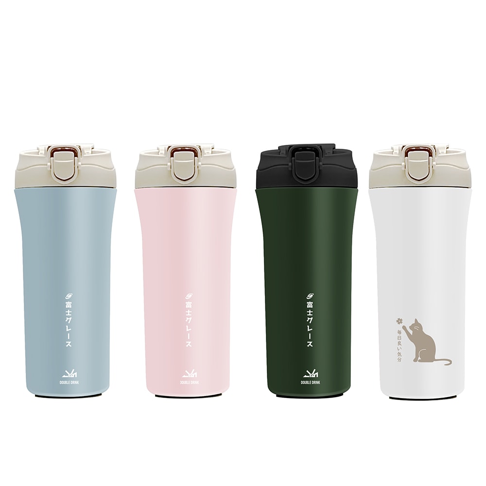 【FUJI-GRACE 日本富士雅麗】陶瓷噴層吸管直飲雙飲杯600ml