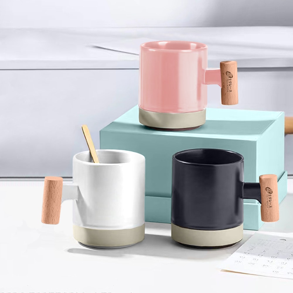 【FUJI-GRACE 日本富士雅麗】和風木柄職人馬克杯350ml