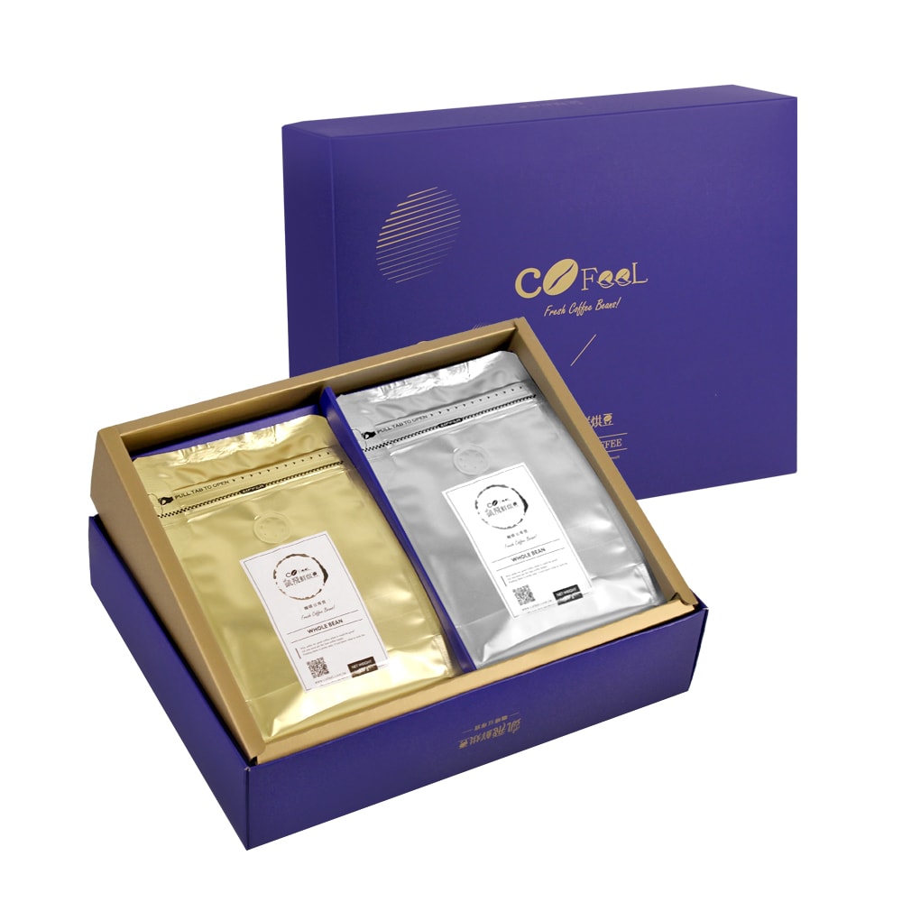 【CoFeel 凱飛】鮮烘豆手提一磅凱飛極鮮豆耶加雪夫中烘焙+黃金曼特寧中深烘焙咖啡豆禮盒