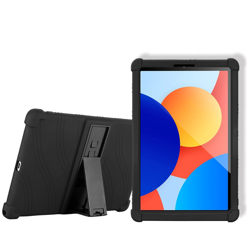 【VXTRA】紅米Redmi Pad SE 8.7吋 全包覆矽膠防摔支架軟套 保護套(黑)