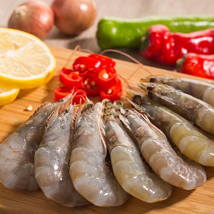 【披薩市】(十二盒)南美進口活凍白蝦《偏大隻高級品》800公克/盒(29-30隻)