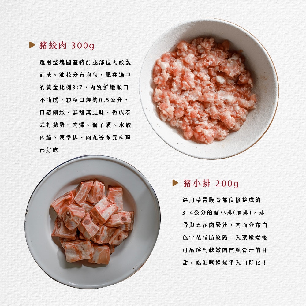 【台畜】嚴選台灣生鮮豬肉 任選12入組(豬絞肉／豬小排／帶皮五花肉丁／梅花肉片／里肌肉片)