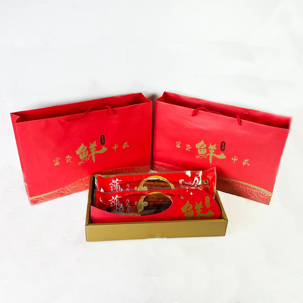 【五朝港水產】富貴鰻堂 禮盒(附提袋) 日式蒲燒鰻魚(330克±10%/包)共兩包(年菜/年貨)