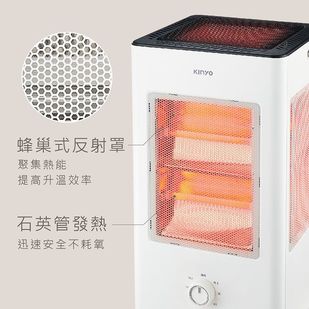 【KINYO】1500W直立式電暖器/電暖爐(EH-520)石英速暖/五面發熱/安靜