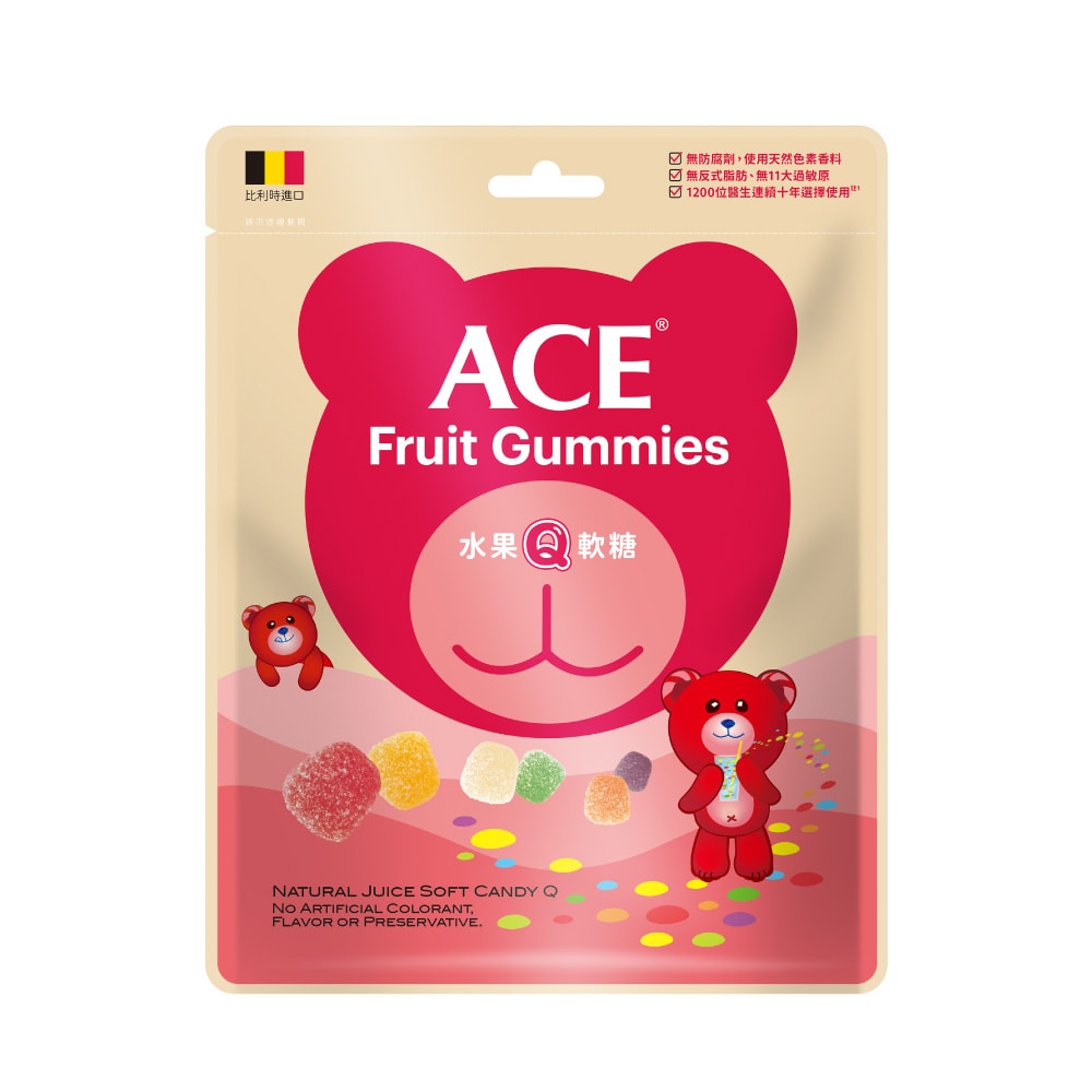 【ACE】ACE 量販包軟糖240g(3包組)(水果Q/字母Q/無糖Q/無糖Q可樂/酸Q熊)
