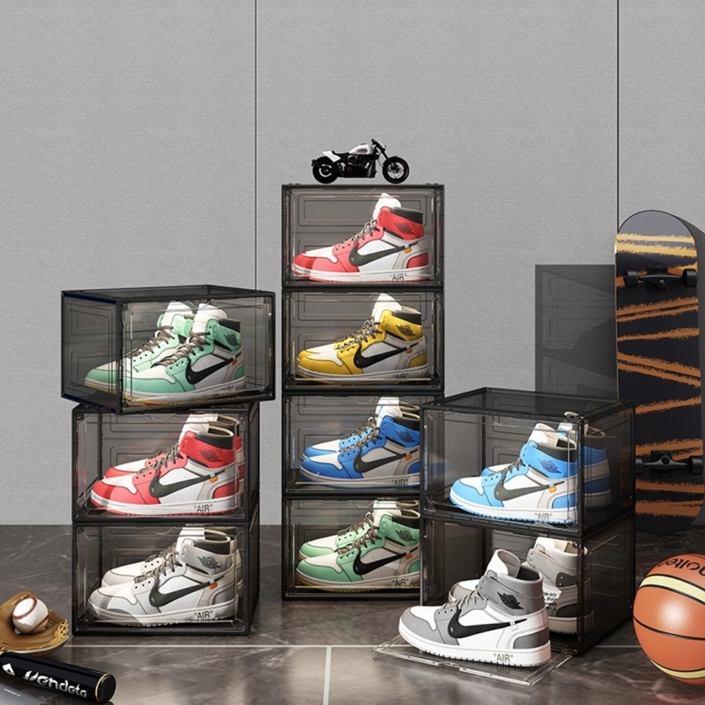 【AOTTO】磁吸透明加厚收納鞋盒-6入組(側開/正開)