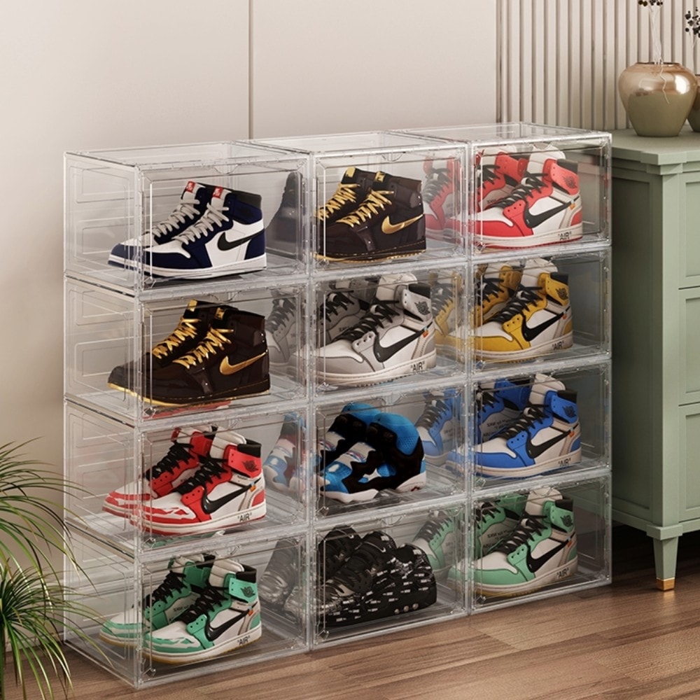 【AOTTO】磁吸透明加厚收納鞋盒-6入組(側開/正開)