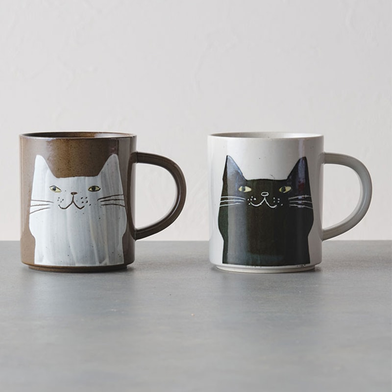 【六魯】日本 BLUT’S ROKURO 美濃燒 黑貓 / 白貓 馬克杯 咖啡杯 水杯 貓咪馬克杯 日本馬克杯