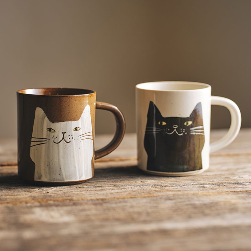 【六魯】日本 BLUT’S ROKURO 美濃燒 黑貓 / 白貓 馬克杯 咖啡杯 水杯 貓咪馬克杯 日本馬克杯
