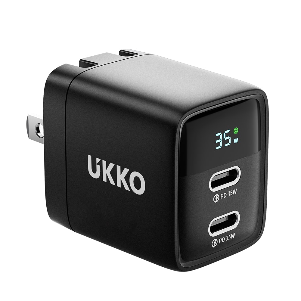【UKKO】35W GaN 氮化鎵 雙USB-C數位顯示急速充電器