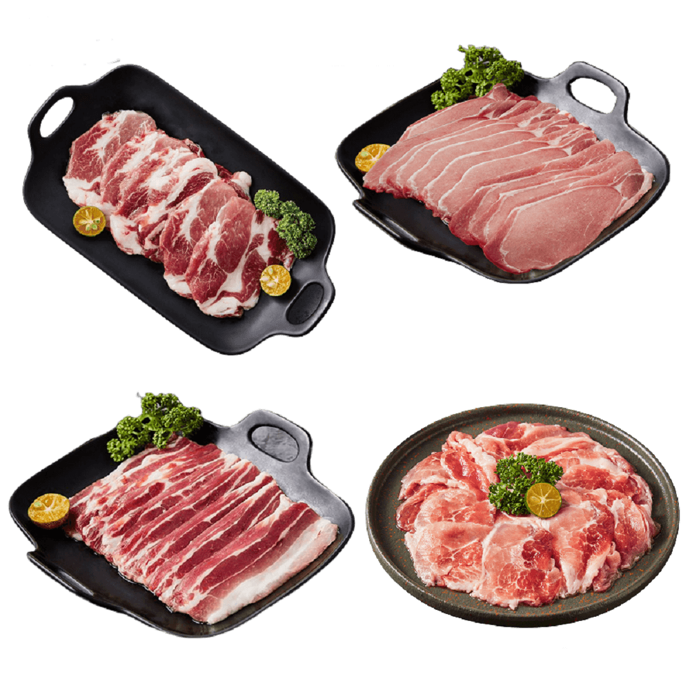 【大成食品】黑蜜豬火鍋肉片+生鮮安心雞-綜合10件組｜黑蜜豬火鍋肉片6件(梅花/五花/裡肌/胛心)+安心清雞胸肉*2+安心去骨清腿肉*2