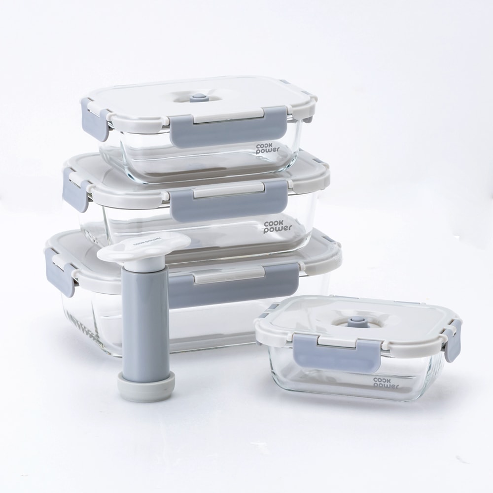 【CookPower 鍋寶】鎖氧系列抽真空玻璃保鮮盒4件組