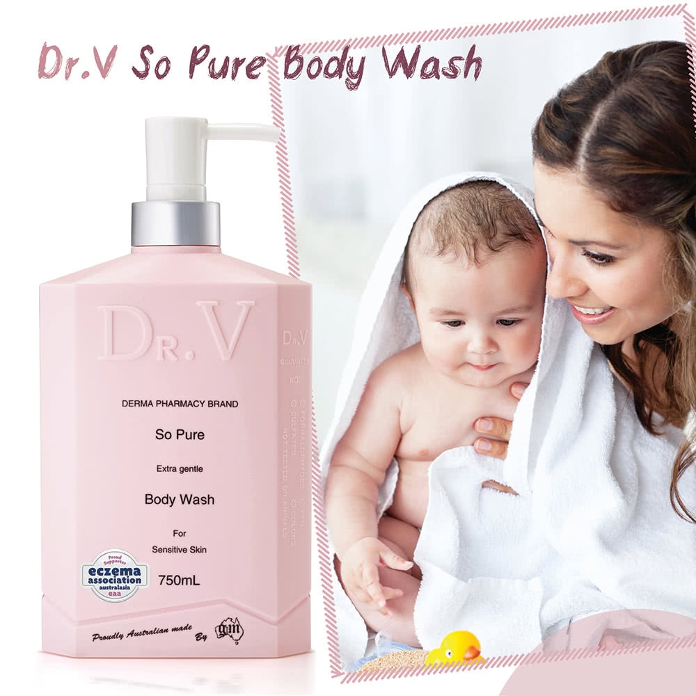 【澳洲 Dr. V】專業級配方-純淨溫和沐浴乳(4入組 750ml/瓶)