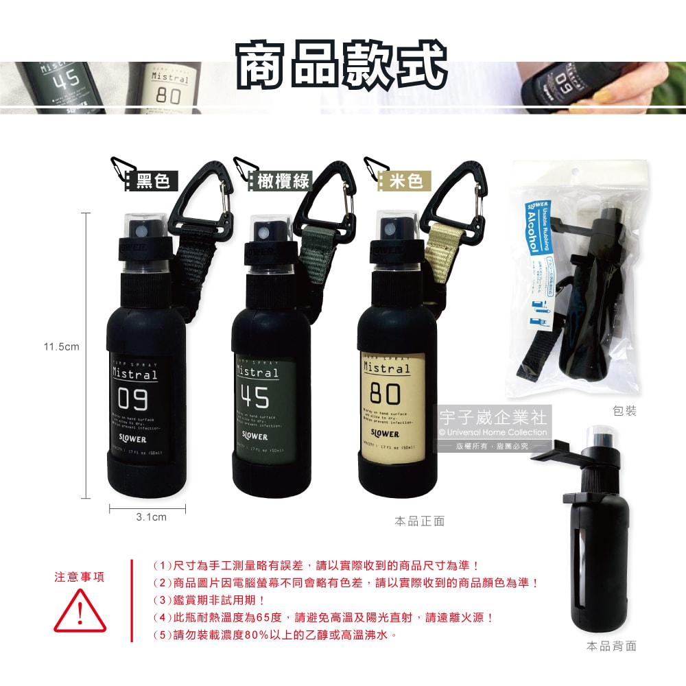 【日本 SLOWER】戶外防疫密封防漏噴霧隨身分裝瓶50ml空瓶(矽膠護套附扣環)