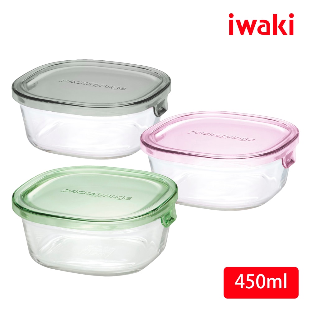 【iwaki】日本玻耐熱玻璃微波保鮮盒三入組(450ml×3)(原廠總代理)