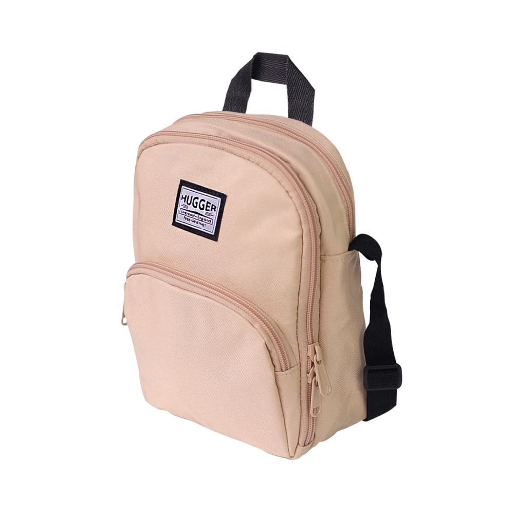 【HUGGER】好飽包跨肩包 奶茶色 (斜單側背/休閒/戶外/出遊/大人/輕量/隨身包/旅行)