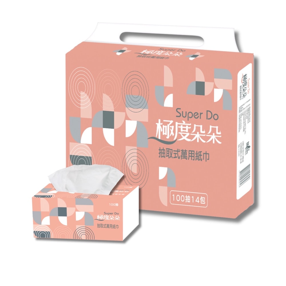 【Superpure 極度淳】Super Do極度朵朵 抽取式萬用紙巾100抽14包6串/箱X2