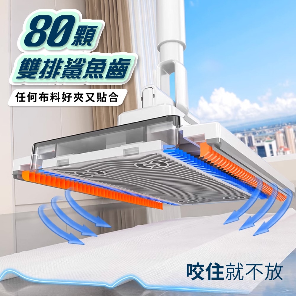 【FL 生活+】超好夾1秒換布洗臉巾環保拖把-長桿款(360度萬向面板/99公分加長拖桿/快彈式開啟)