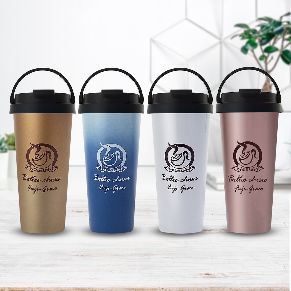 雙重陶瓷噴層手提保溫杯組｜陶瓷噴層保溫手提杯700ml x2 + 陶瓷噴層手提保溫杯600ml x2 (4入杯瓶/組) )