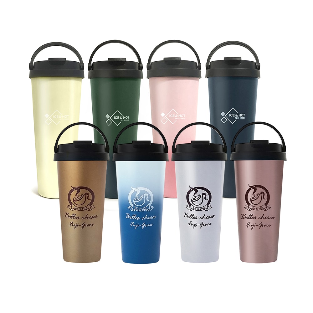 雙重陶瓷噴層手提保溫杯組｜陶瓷噴層保溫手提杯700ml x2 + 陶瓷噴層手提保溫杯600ml x2 (4入杯瓶/組) )