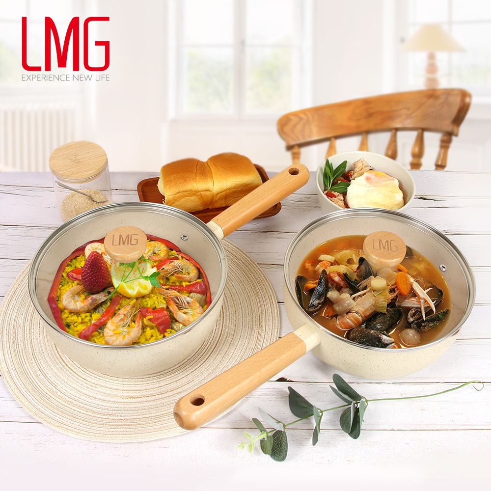 【LMG】香草系列不沾雪平鍋22cm(含蓋)