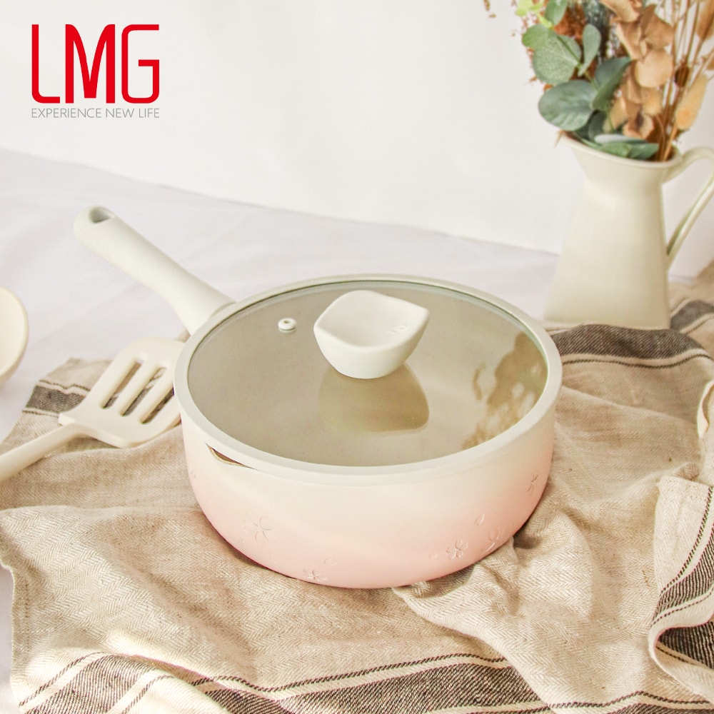 【LMG】雪櫻不沾雪平鍋22cm(含蓋)