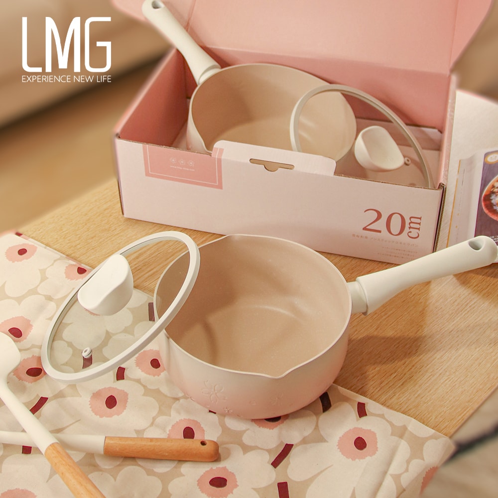 【LMG】雪櫻不沾雪平鍋22cm(含蓋)