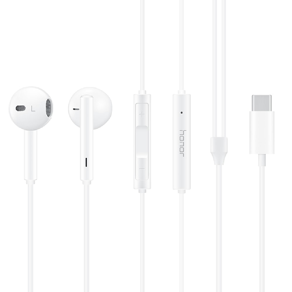 【honor 榮耀】原廠AM33經典 半入耳式線控耳機 Type C - 白 (新款盒裝)