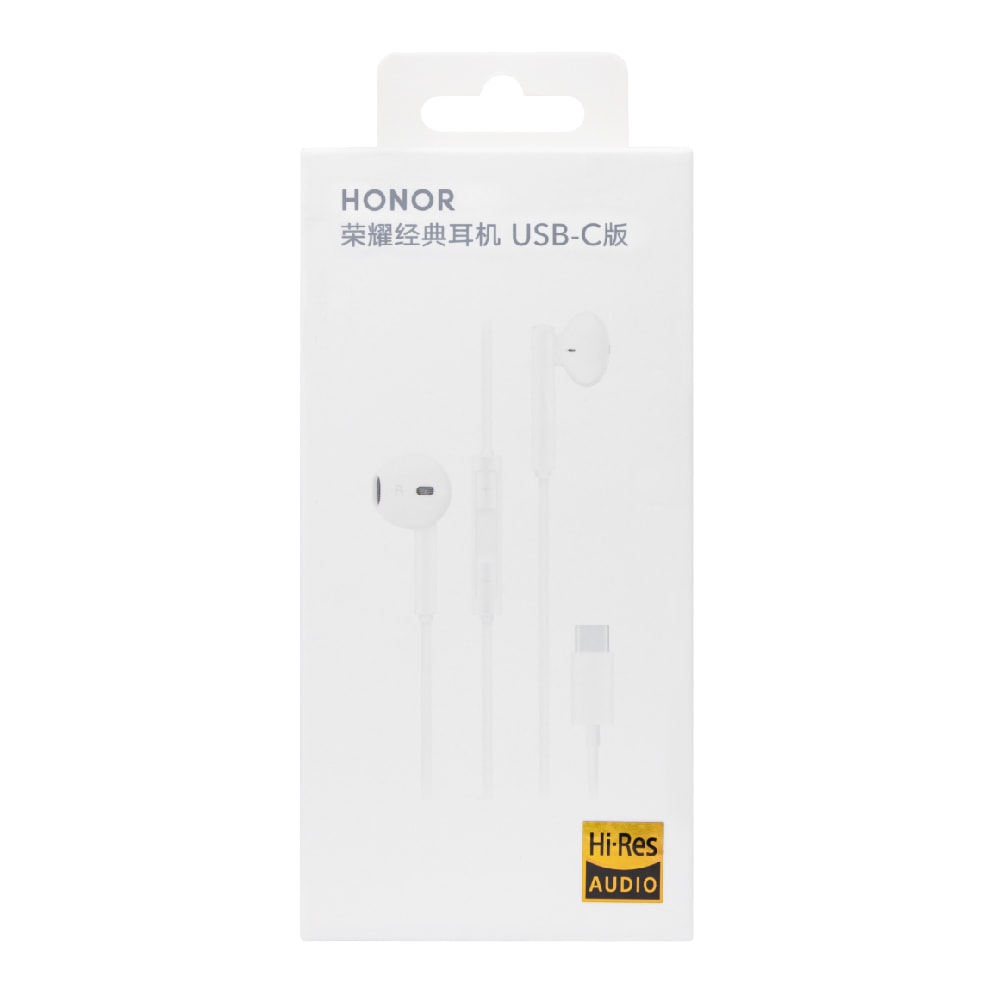 【honor 榮耀】原廠AM33經典 半入耳式線控耳機 Type C - 白 (新款盒裝)