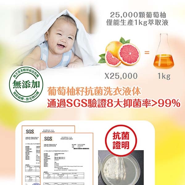 【南僑】葡萄柚籽抗菌洗衣用補充包(鎖扣)1400mlx3包+水晶寶寶嬰兒洗衣液400g*2包+贈洗衣槽去汙劑250g*2盒