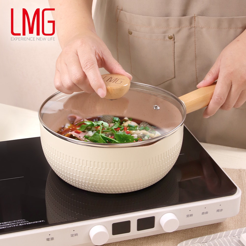 【LMG】雪藏系列錘紋不沾雪平鍋20cm(含蓋)