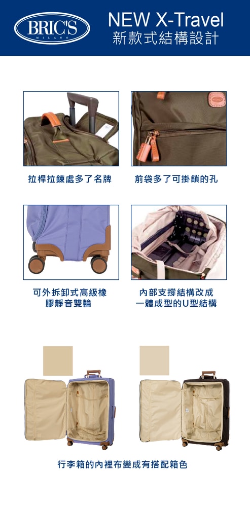 【BRIC'S】X-Travel 25吋拉鍊拉桿軟箱登機箱-兩色