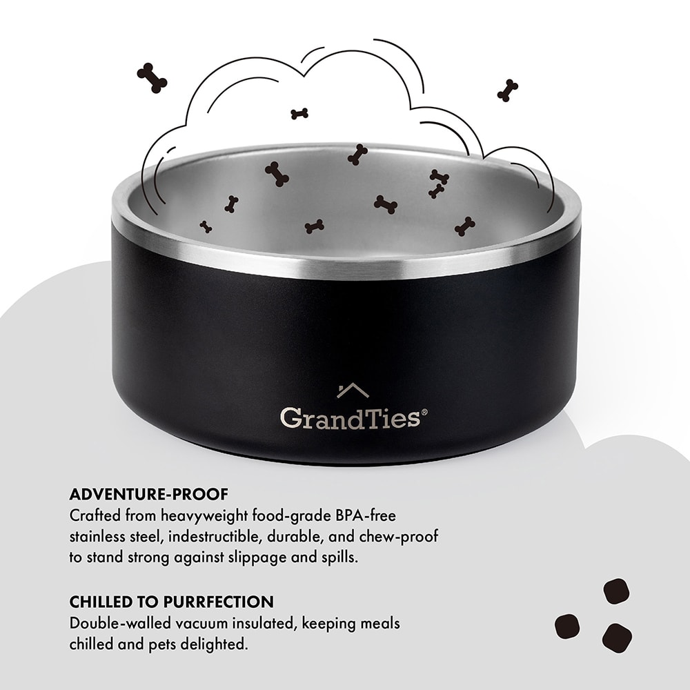 【GrandTies】1890ML真空雙層不鏽鋼寵物碗/狗碗/貓碗(GT022211901)20公分口徑