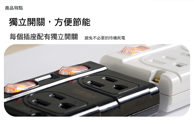 【太星電工】大間距3P二開二插分接式插座(黑色/白色) AE336B/AE336W