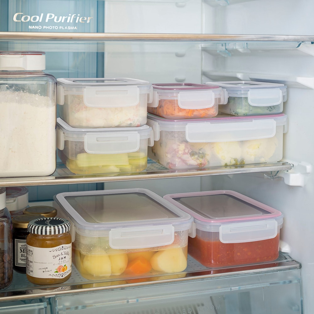 【Lustroware】日本岩崎日本製可套疊防漏微波保鮮盒-1.3L(原廠總代理)