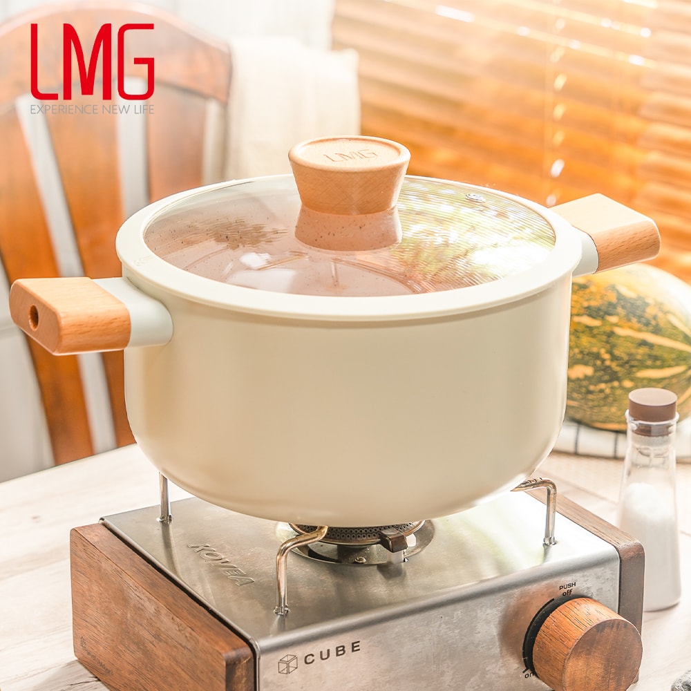 【LMG】雪藏系列不沾雙耳深湯鍋22cm(含蓋)