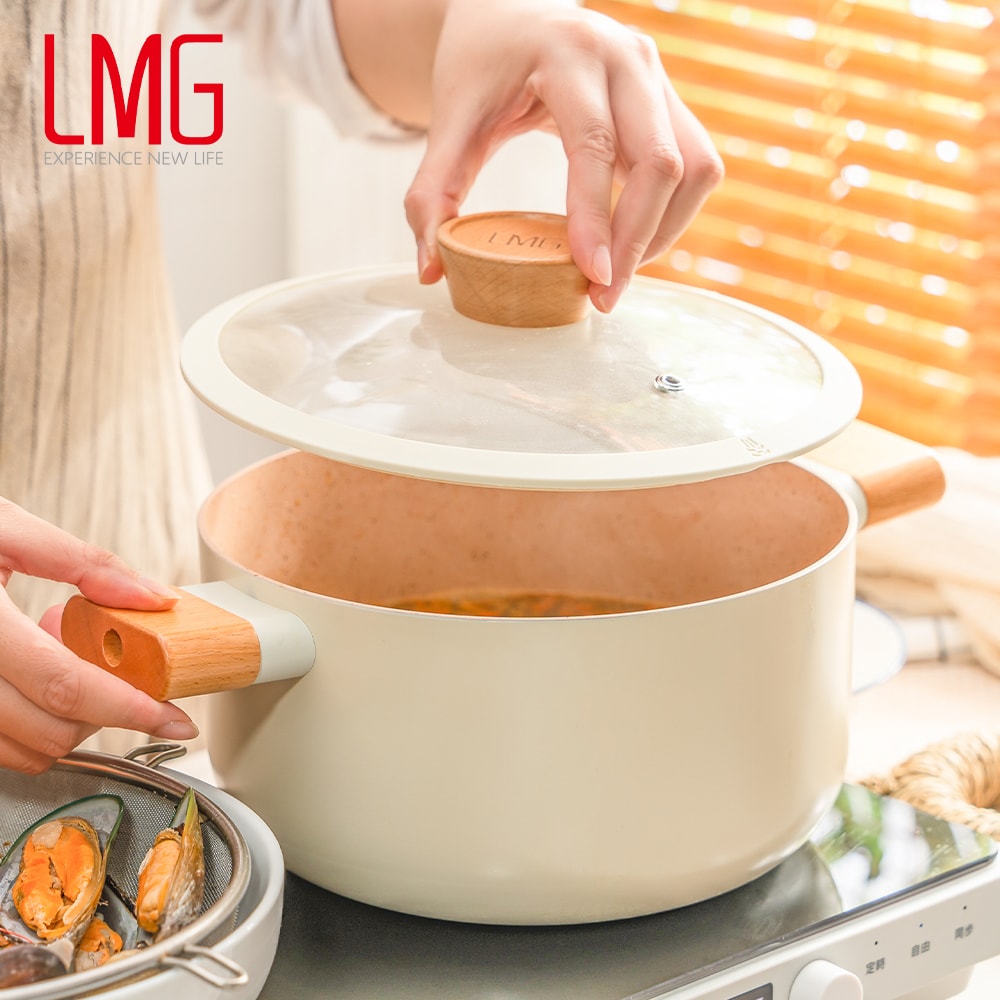 【LMG】雪藏系列不沾雙耳深湯鍋22cm(含蓋)