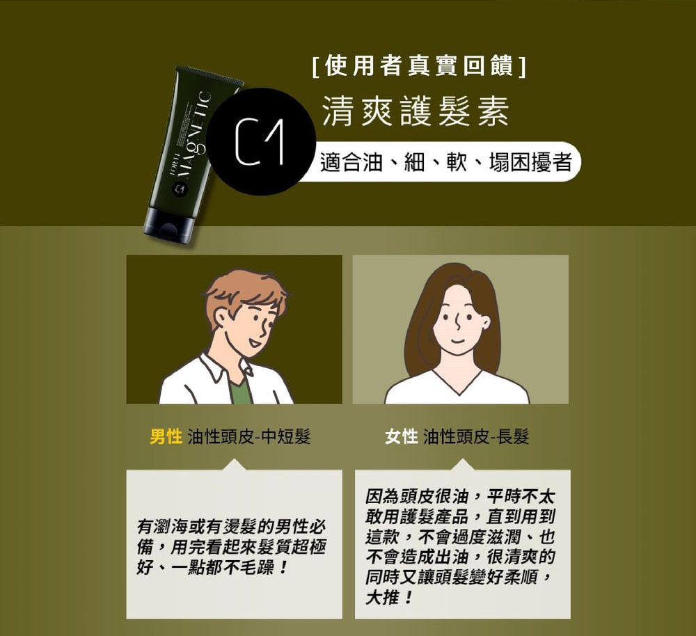 【FORTE 台塑生醫】【FORTE】Magnetic C1清爽/C2滋潤護髮素-150g (1入)