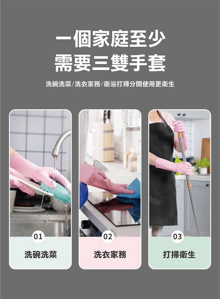 【鮮拾嚴選】家務清潔手套(3雙/包) 3包/組