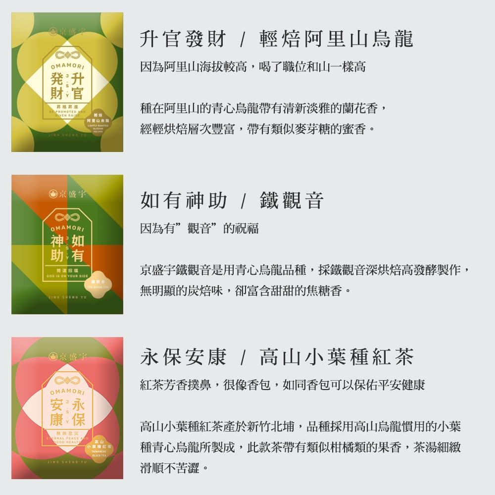 【Jing Sheng Yu 京盛宇】十全十美御守袋茶鐵盒-20入茶包(十款好茶與祝福/附提袋/年節送禮推薦)