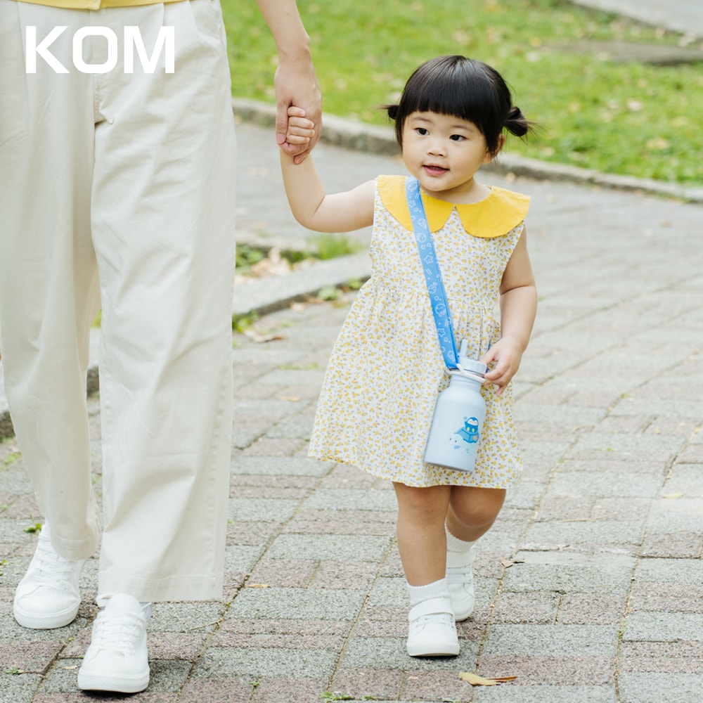 【KOM】海洋系列-不鏽鋼兒童隨身水壺水瓶350ml(附背袋)