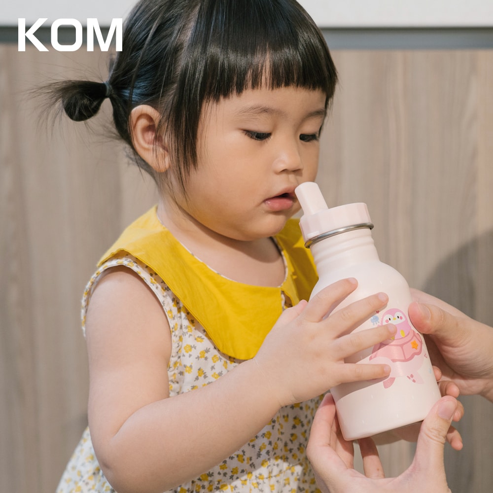 【KOM】海洋系列-不鏽鋼兒童隨身水壺水瓶350ml(附背袋)