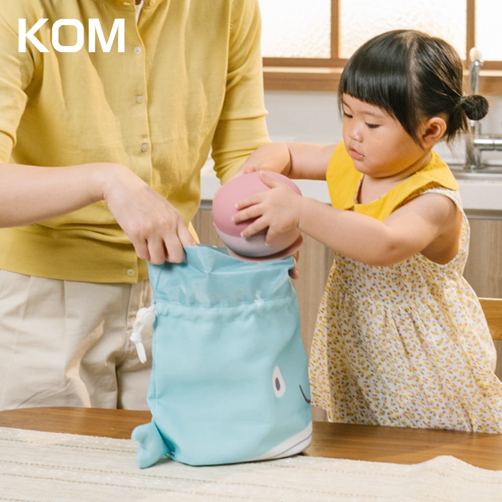 【KOM】海洋系列-小鯨魚兒童手提束口袋/便當袋/餐袋